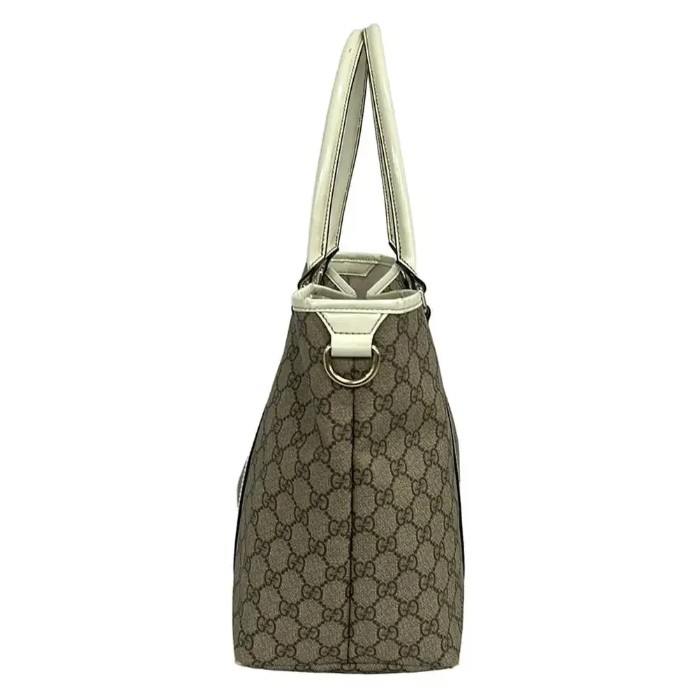 Gucci GG Plus/GG Supreme Tote Bag 197953 Beige Dark Brown Cream PVC Patent